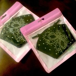 Two fashion black and beaded facial mask